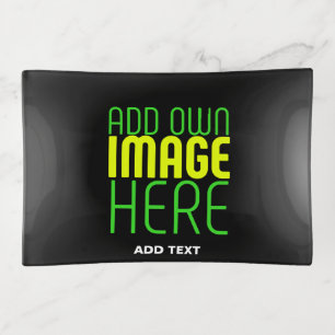 MODERN EDITABLE SIMPLE BLACK IMAGE TEXT TEMPLATE TRINKET TRAY
