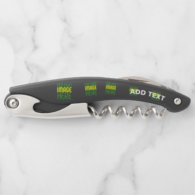 MODERN EDITABLE SIMPLE BLACK IMAGE TEXT TEMPLATE WAITER'S CORKSCREW (Front)