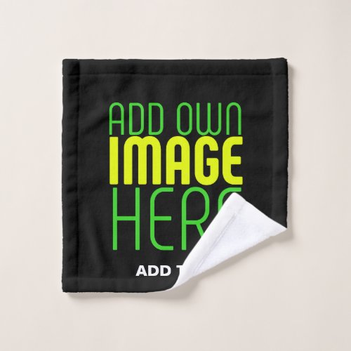 MODERN EDITABLE SIMPLE BLACK IMAGE TEXT TEMPLATE WASH CLOTH