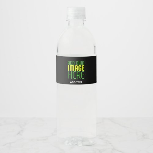 MODERN EDITABLE SIMPLE BLACK IMAGE TEXT TEMPLATE WATER BOTTLE LABEL