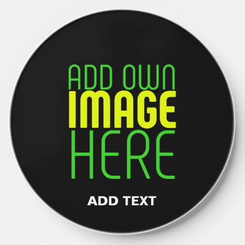 MODERN EDITABLE SIMPLE BLACK IMAGE TEXT TEMPLATE WIRELESS CHARGER 