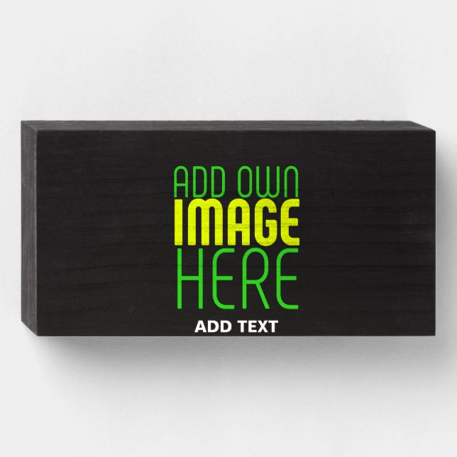 MODERN EDITABLE SIMPLE BLACK IMAGE TEXT TEMPLATE WOODEN BOX SIGN (Front Horizontal)