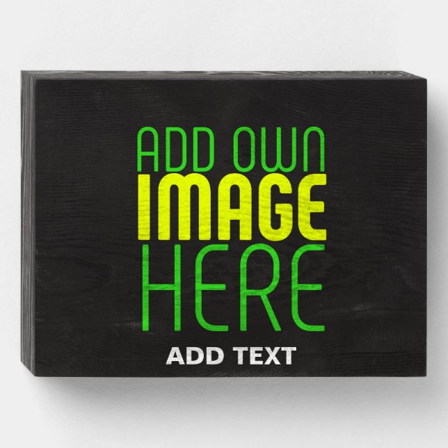 MODERN EDITABLE SIMPLE BLACK IMAGE TEXT TEMPLATE WOODEN BOX SIGN (Front Horizontal)