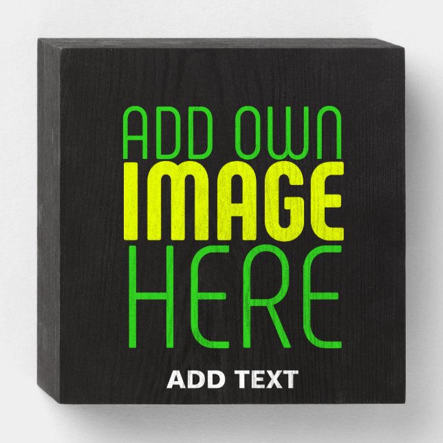 MODERN EDITABLE SIMPLE BLACK IMAGE TEXT TEMPLATE WOODEN BOX SIGN (Front Horizontal)