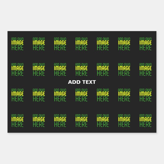 MODERN EDITABLE SIMPLE BLACK IMAGE TEXT TEMPLATE WRAPPING PAPER SHEETS (Front)