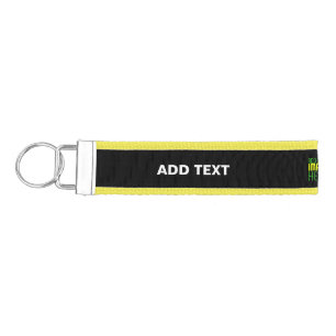 MODERN EDITABLE SIMPLE BLACK IMAGE TEXT TEMPLATE WRIST KEYCHAIN