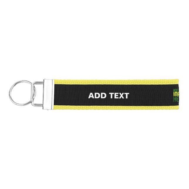 MODERN EDITABLE SIMPLE BLACK IMAGE TEXT TEMPLATE WRIST KEYCHAIN (Keys on Left)
