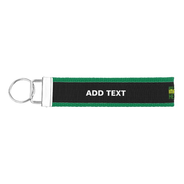 MODERN EDITABLE SIMPLE BLACK IMAGE TEXT TEMPLATE WRIST KEYCHAIN (Keys on Left)