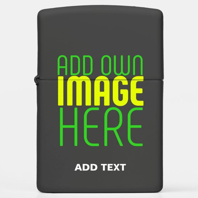 MODERN EDITABLE SIMPLE BLACK IMAGE TEXT TEMPLATE ZIPPO LIGHTER (Front)