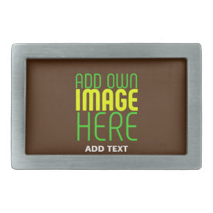 MODERN EDITABLE SIMPLE BROWN IMAGE TEXT TEMPLATE BELT BUCKLE