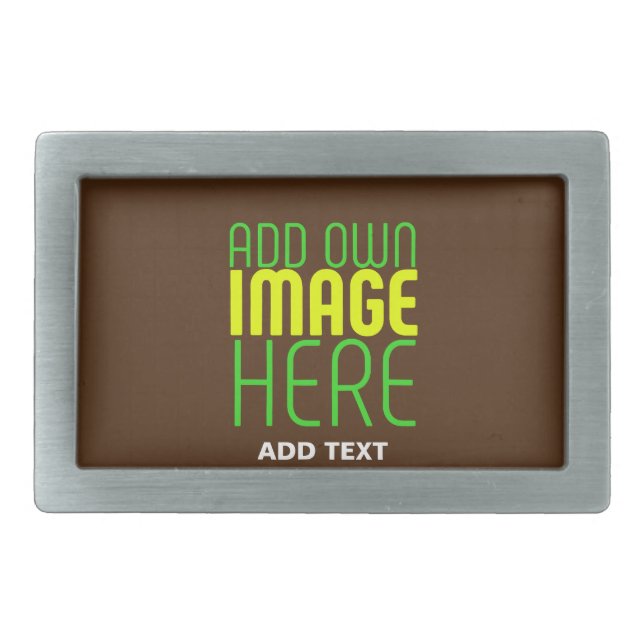 MODERN EDITABLE SIMPLE BROWN IMAGE TEXT TEMPLATE BELT BUCKLE (Front)