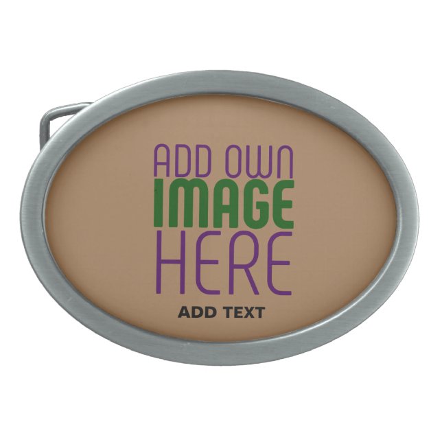 MODERN EDITABLE SIMPLE BROWN IMAGE TEXT TEMPLATE BELT BUCKLE (Front)