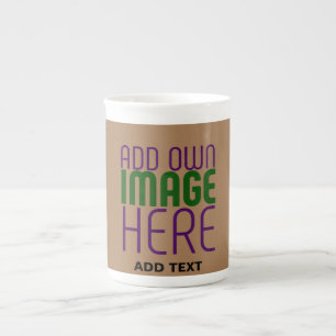 MODERN EDITABLE SIMPLE BROWN IMAGE TEXT TEMPLATE BONE CHINA MUG