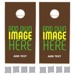 MODERN EDITABLE SIMPLE BROWN IMAGE TEXT TEMPLATE CORNHOLE SET
