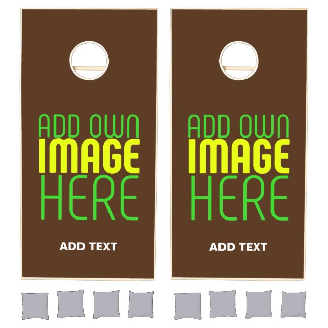 MODERN EDITABLE SIMPLE BROWN IMAGE TEXT TEMPLATE CORNHOLE SET (Set)