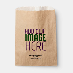 MODERN EDITABLE SIMPLE BROWN IMAGE TEXT TEMPLATE FAVOR BAG