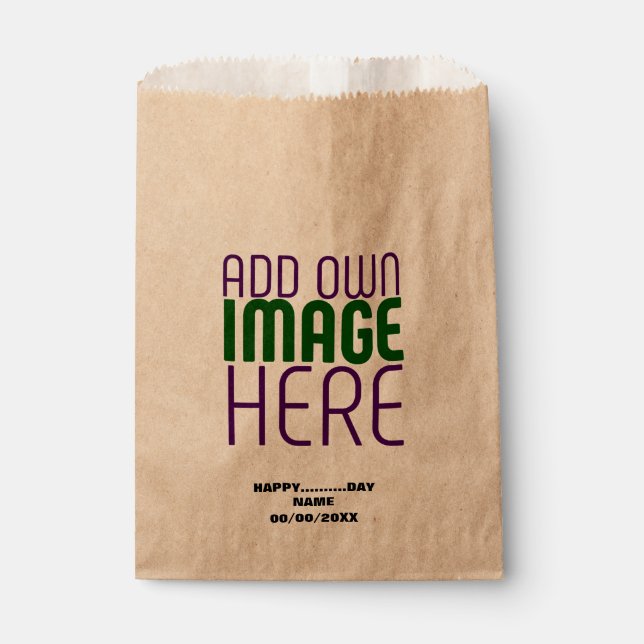 MODERN EDITABLE SIMPLE BROWN IMAGE TEXT TEMPLATE FAVOR BAG (Front)
