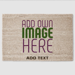 MODERN EDITABLE SIMPLE BROWN IMAGE TEXT TEMPLATE FIBER DOORMAT