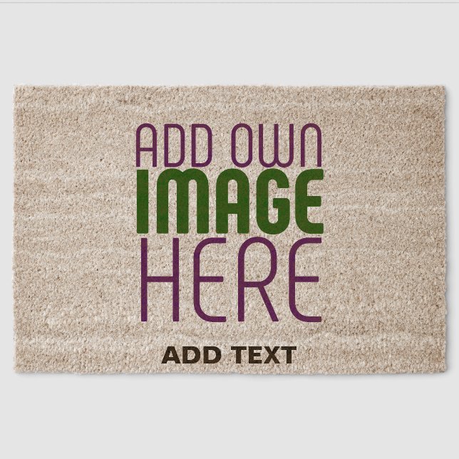 MODERN EDITABLE SIMPLE BROWN IMAGE TEXT TEMPLATE FIBER DOORMAT (Front)