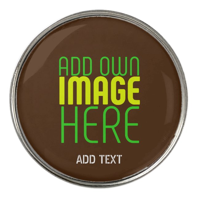 MODERN EDITABLE SIMPLE BROWN IMAGE TEXT TEMPLATE GOLF BALL MARKER (Front)