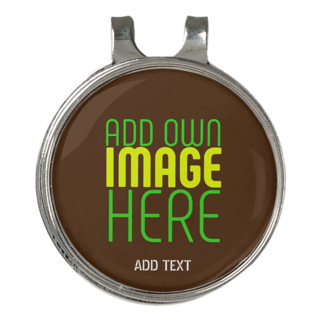MODERN EDITABLE SIMPLE BROWN IMAGE TEXT TEMPLATE GOLF HAT CLIP (Front)