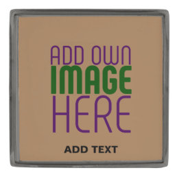 MODERN EDITABLE SIMPLE BROWN IMAGE TEXT TEMPLATE GUNMETAL FINISH LAPEL PIN