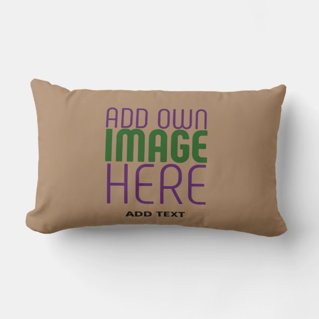 MODERN EDITABLE SIMPLE BROWN IMAGE TEXT TEMPLATE LUMBAR PILLOW (Front)