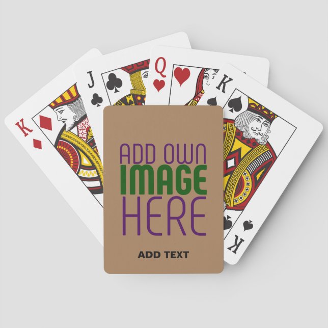 MODERN EDITABLE SIMPLE BROWN IMAGE TEXT TEMPLATE POKER CARDS (Back)