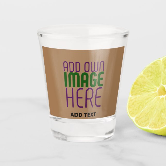 MODERN EDITABLE SIMPLE BROWN IMAGE TEXT TEMPLATE SHOT GLASS (Front)