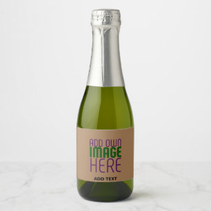 MODERN EDITABLE SIMPLE BROWN IMAGE TEXT TEMPLATE SPARKLING WINE LABEL