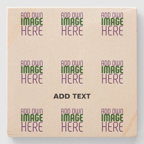 MODERN EDITABLE SIMPLE BROWN IMAGE TEXT TEMPLATE STONE COASTER