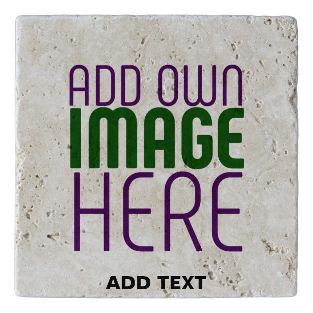 MODERN EDITABLE SIMPLE BROWN IMAGE TEXT TEMPLATE TRIVET (Front)