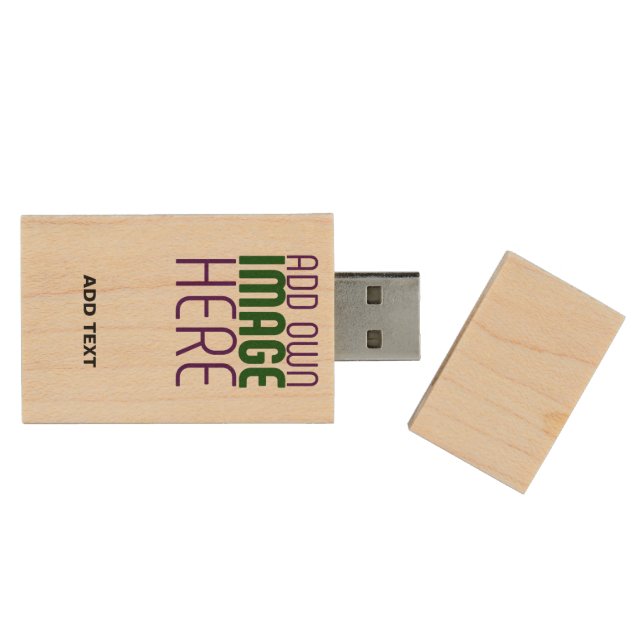  MODERN EDITABLE SIMPLE BROWN IMAGE TEXT TEMPLATE WOOD FLASH DRIVE (Opened)