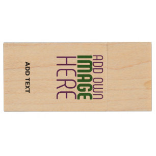 MODERN EDITABLE SIMPLE BROWN IMAGE TEXT TEMPLATE WOOD FLASH DRIVE