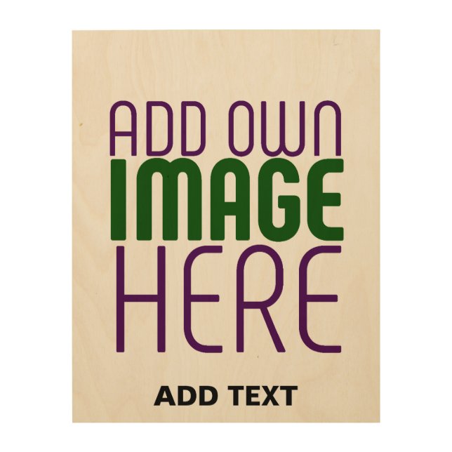MODERN EDITABLE SIMPLE BROWN IMAGE TEXT TEMPLATE WOOD WALL ART (Front)