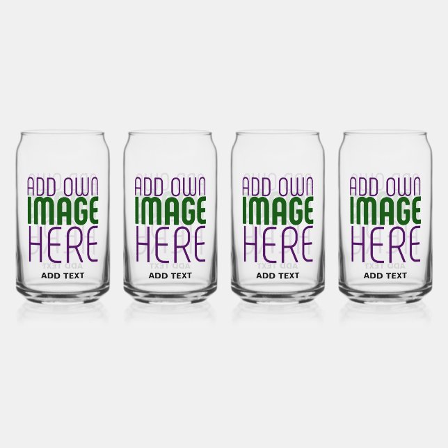 MODERN EDITABLE SIMPLE CLEAR IMAGE TEXT TEMPLATE CAN GLASS (Front)