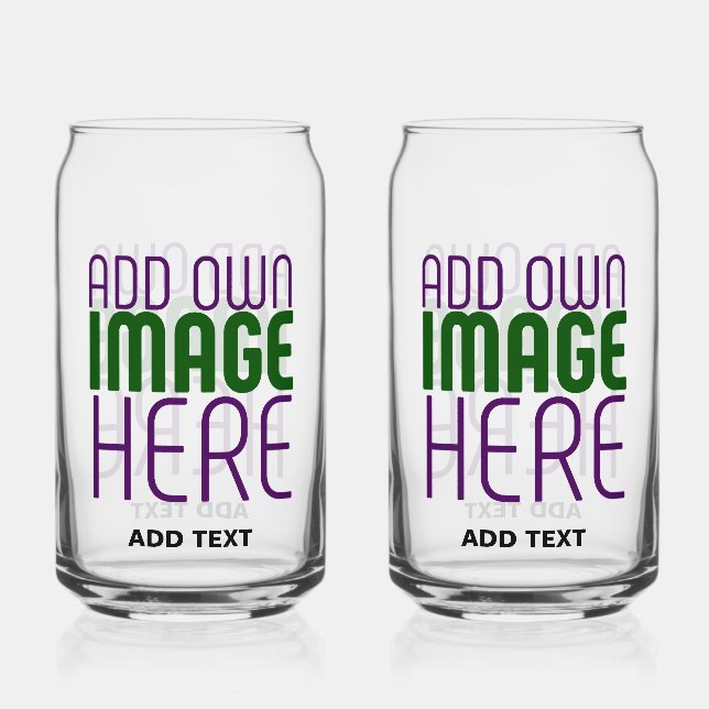 MODERN EDITABLE SIMPLE CLEAR IMAGE TEXT TEMPLATE CAN GLASS (Front)