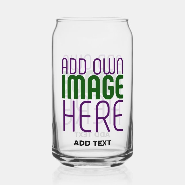 MODERN EDITABLE SIMPLE CLEAR IMAGE TEXT TEMPLATE CAN GLASS (Front)