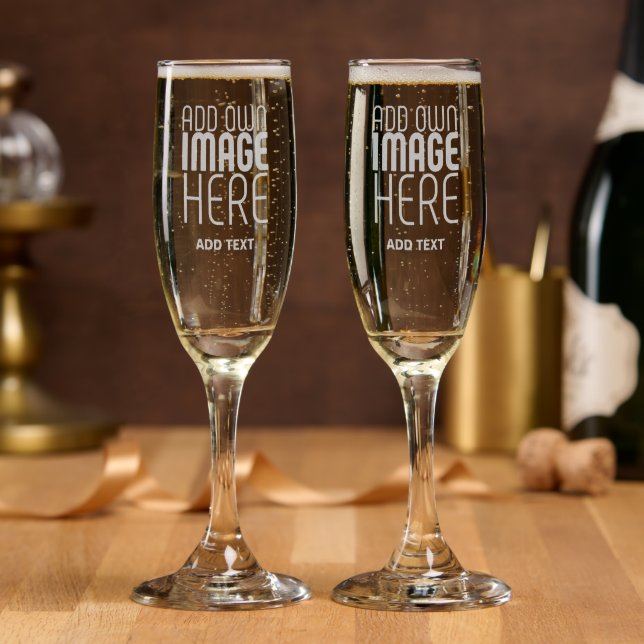 MODERN EDITABLE SIMPLE CLEAR IMAGE TEXT TEMPLATE CHAMPAGNE FLUTE (Party)