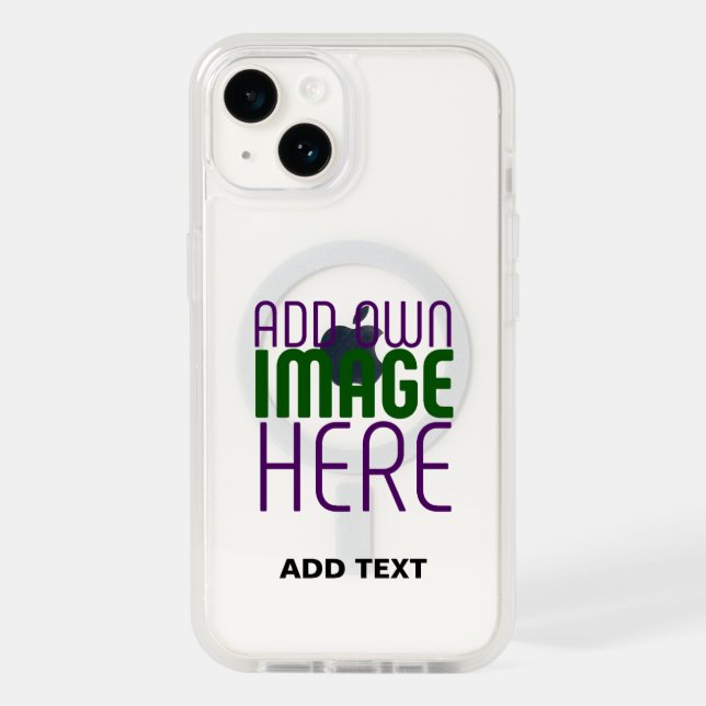 MODERN EDITABLE SIMPLE CLEAR IMAGE TEXT TEMPLATE OTTERBOX iPhone CASE (Back)