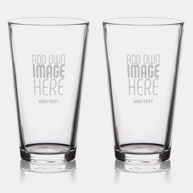 MODERN EDITABLE SIMPLE CLEAR IMAGE TEXT TEMPLATE PINT GLASS (Glassware)