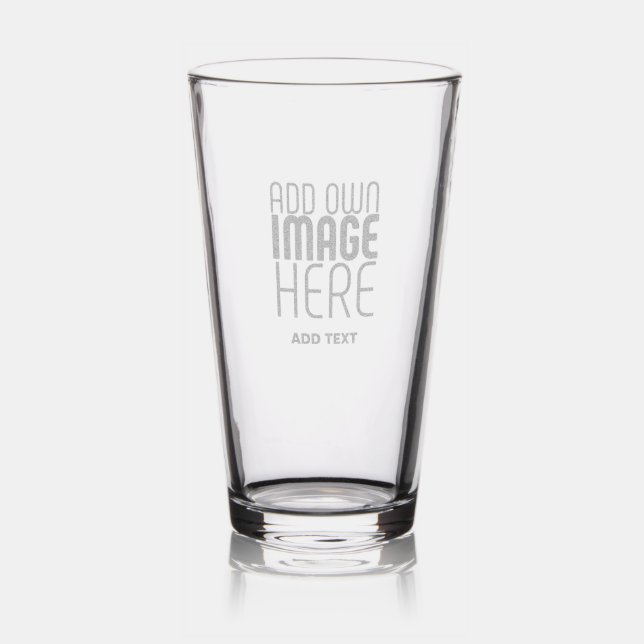 MODERN EDITABLE SIMPLE CLEAR IMAGE TEXT TEMPLATE PINT GLASS (Glassware)