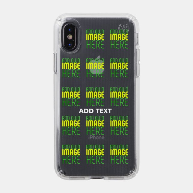 MODERN EDITABLE SIMPLE CLEAR IMAGE TEXT TEMPLATE SPECK iPhone XS CASE (Front (Black Phone))