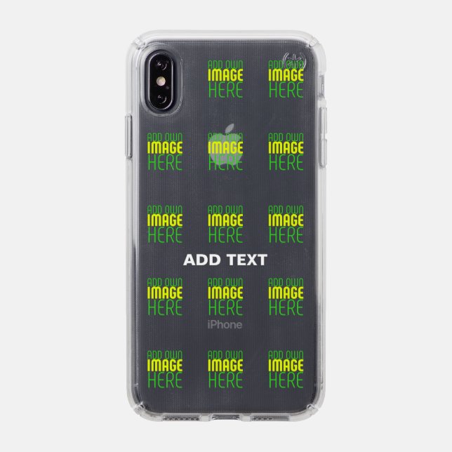 MODERN EDITABLE SIMPLE CLEAR IMAGE TEXT TEMPLATE SPECK iPhone XS MAX CASE (Front (Black Phone))