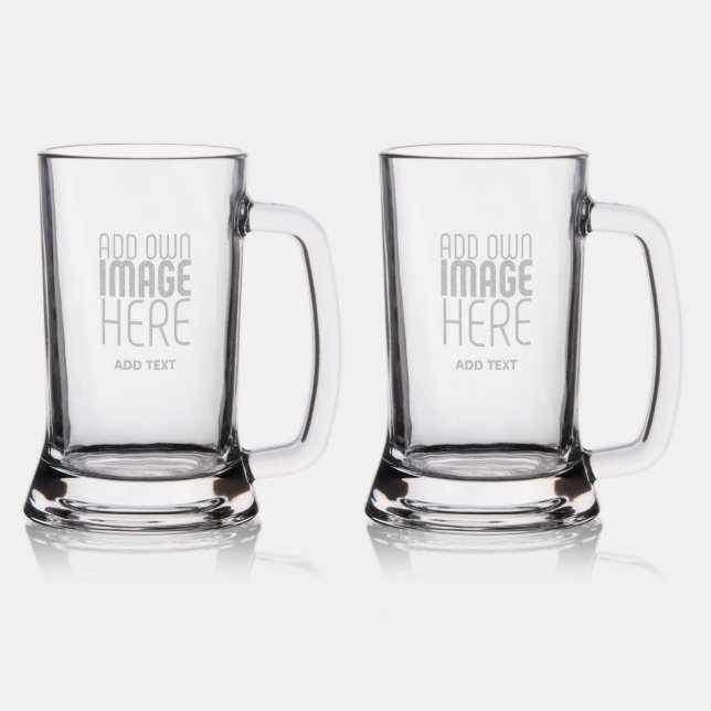 MODERN EDITABLE SIMPLE CLEAR IMAGE TEXT TEMPLATE STEIN (Glassware)