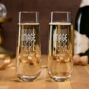 MODERN EDITABLE SIMPLE CLEAR IMAGE TEXT TEMPLATE STEMLESS CHAMPAGNE FLUTE