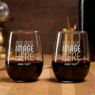 MODERN EDITABLE SIMPLE CLEAR IMAGE TEXT TEMPLATE STEMLESS WINE GLASS