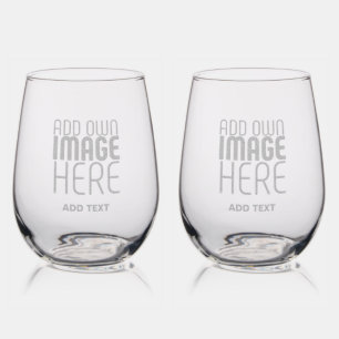 MODERN EDITABLE SIMPLE CLEAR IMAGE TEXT TEMPLATE STEMLESS WINE GLASS
