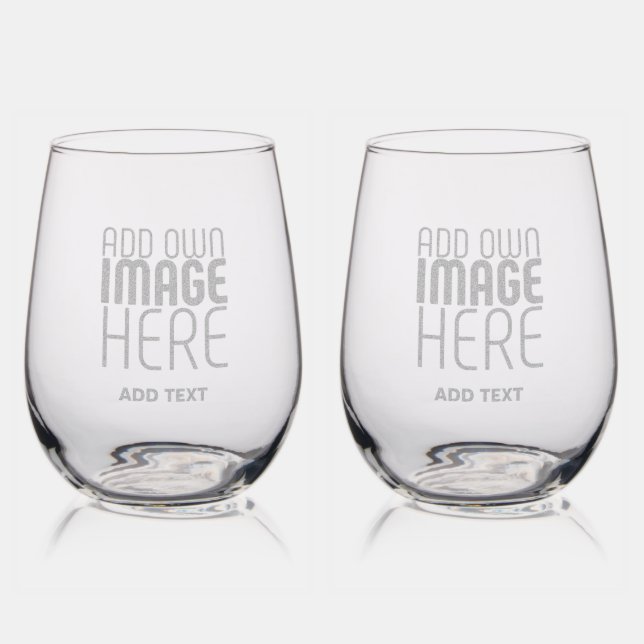 MODERN EDITABLE SIMPLE CLEAR IMAGE TEXT TEMPLATE STEMLESS WINE GLASS (Glassware)