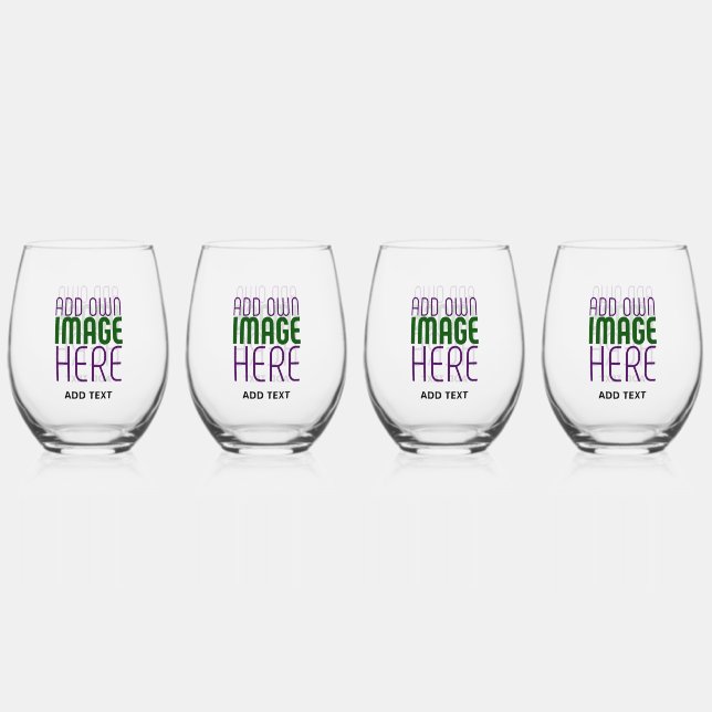 MODERN EDITABLE SIMPLE CLEAR IMAGE TEXT TEMPLATE STEMLESS WINE GLASS (Front)